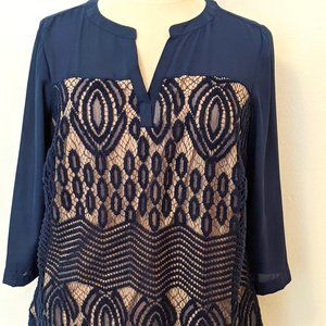 Work! Crochet Work Split Neck Blouse